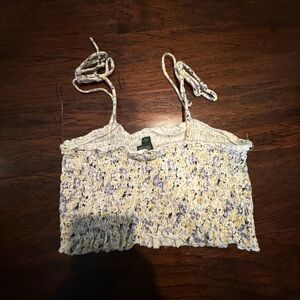 Wild Fable White and Purple Smocked Camisole